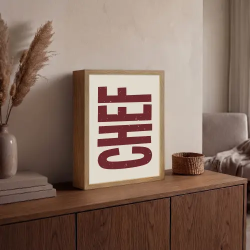 Chef - Rood - Japandi - Vintage Light Box met batterij (Wandlamp) middel -sfeer2