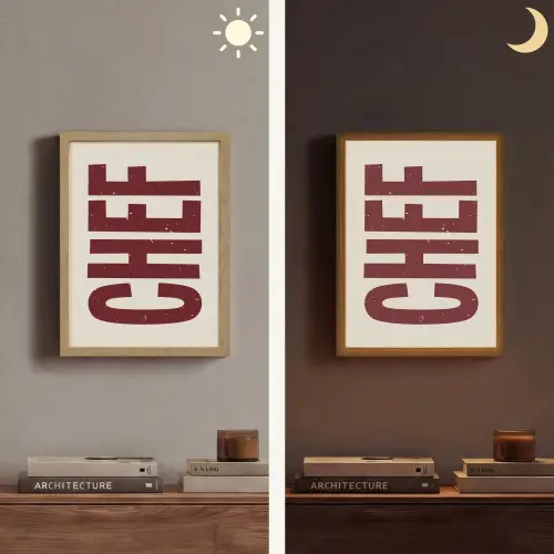 Chef - Rood - Japandi - Vintage Light Box met batterij (Wandlamp) middel -sfeer3