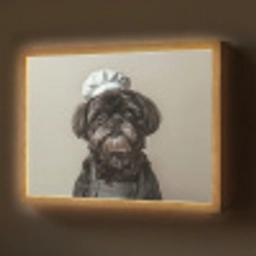 Kokskleding - Zwart - Hondje Light Box met batterij (Wandlamp) middel -z3d_website