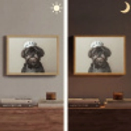 Kokskleding - Zwart - Hondje Light Box met batterij (Wandlamp) middel -sfeer3