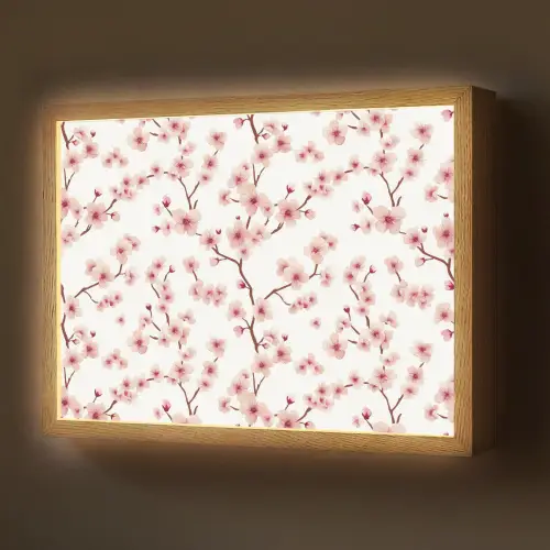 Kersenbloesem - Takken - Roze Light Box met batterij (Wandlamp) middel 907 -z3d_website