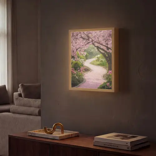 Kersenbloesem - Natuur - Sakura - Pad - Japanse tuin Light Box met batterij (Wandlamp) middel -sfeer1