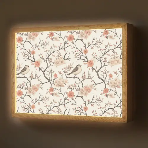 Kersenbloesem - Mus - Roze Light Box met batterij (Wandlamp) middel 907 -z3d_website