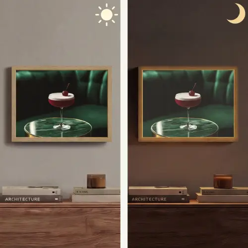 Kers - Cocktail - Rood - Marmer Light Box met batterij (Wandlamp) middel -sfeer3