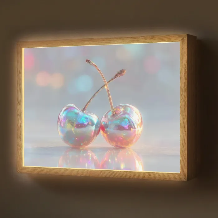 Kersen - Glanzend - Regenboogkleur Light Box met batterij (Wandlamp) middel -z3d_website