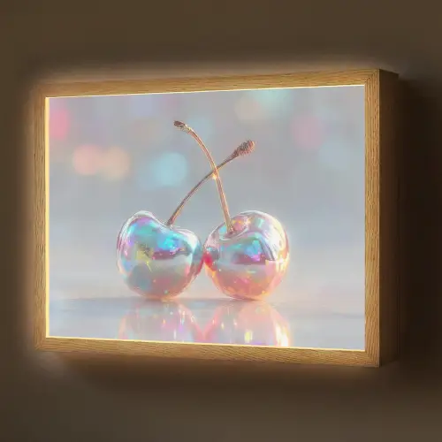 Kersen - Glanzend - Regenboogkleur Light Box met batterij (Wandlamp) middel -z3d_website