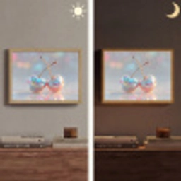 Kersen - Glanzend - Regenboogkleur Light Box met batterij (Wandlamp) middel -sfeer3