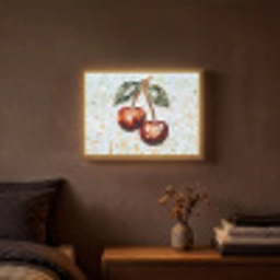 Kersen - Rood - Mozaïek - Blaadjes Light Box met batterij (Wandlamp) middel -sfeer4