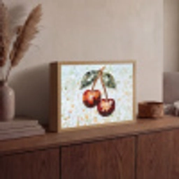 Kersen - Rood - Mozaïek - Blaadjes Light Box met batterij (Wandlamp) middel -sfeer2