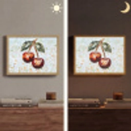 Kersen - Rood - Mozaïek - Blaadjes Light Box met batterij (Wandlamp) middel -sfeer3