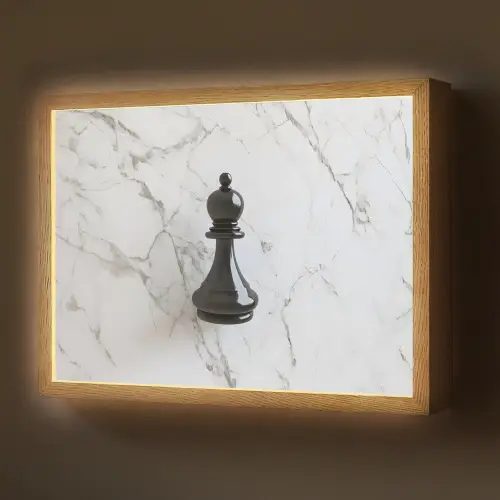 Schaakstuk - Loper - Zwart - Marmer Light Box met batterij (Wandlamp) middel -z3d_website