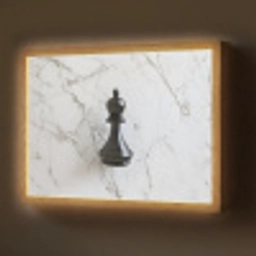 Schaakstuk - Loper - Zwart - Marmer Light Box met batterij (Wandlamp) middel -z3d_website
