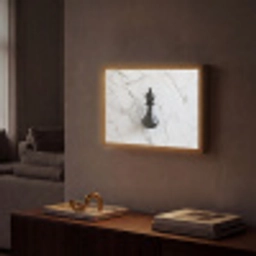 Schaakstuk - Loper - Zwart - Marmer Light Box met batterij (Wandlamp) middel -sfeer1