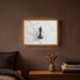 Schaakstuk - Loper - Zwart - Marmer Light Box met batterij (Wandlamp) middel -sfeer4