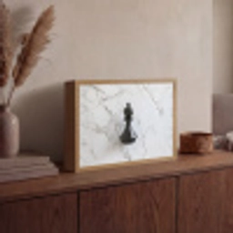 Schaakstuk - Loper - Zwart - Marmer Light Box met batterij (Wandlamp) middel -sfeer2