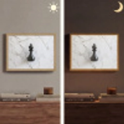 Schaakstuk - Loper - Zwart - Marmer Light Box met batterij (Wandlamp) middel -sfeer3