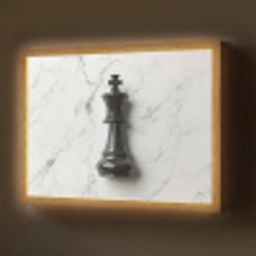 Schaakstuk - Koning - Zwart - Marmer Light Box met batterij (Wandlamp) middel -z3d_website