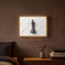 Schaakstuk - Koning - Zwart - Marmer Light Box met batterij (Wandlamp) middel -sfeer4