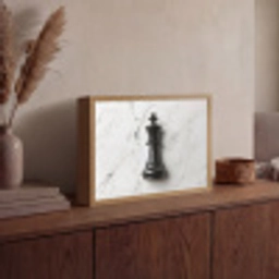 Schaakstuk - Koning - Zwart - Marmer Light Box met batterij (Wandlamp) middel -sfeer2