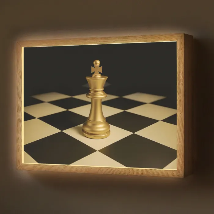 Schaakstuk - Koning - Schaakbord - Geblokt Light Box met batterij (Wandlamp) middel -z3d_website