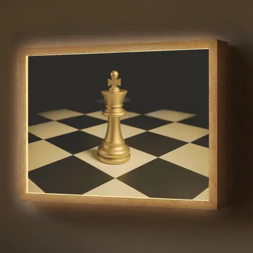 Schaakstuk - Koning - Schaakbord - Geblokt Light Box met batterij (Wandlamp) middel -z3d_website