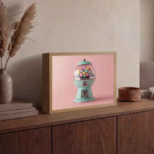 Kauwgom - Retro - Snoep - Roze Light Box met batterij (Wandlamp) middel -sfeer2
