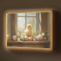 Kuiken - Raam - Paaseieren Light Box met batterij (Wandlamp) middel -z3d_website