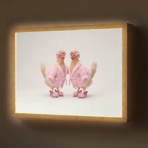 Kippen - Badjas - Krukspelden - Hakken Light Box met batterij (Wandlamp) middel -z3d_website