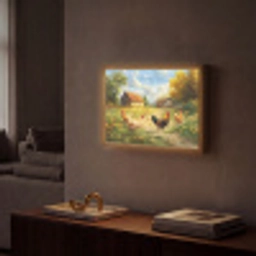 Kippen - Landelijke rust - Natuur Light Box met batterij (Wandlamp) middel -sfeer1
