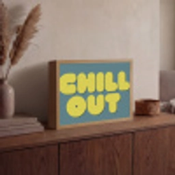 Chill out - Geel - Blauw Light Box met batterij (Wandlamp) middel -sfeer2