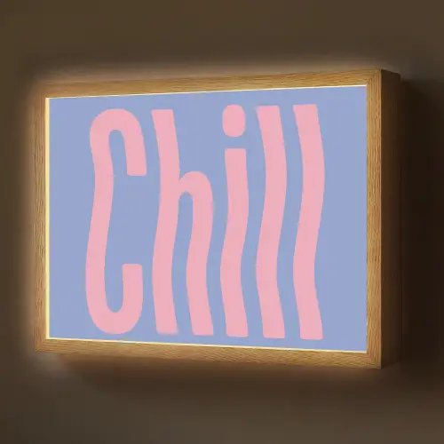 Chill - Roze - Blauw - Golvend Light Box met batterij (Wandlamp) middel -z3d_website