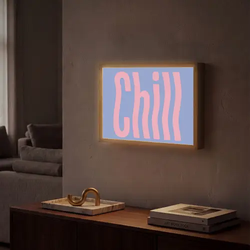 Chill - Roze - Blauw - Golvend Light Box met batterij (Wandlamp) middel -sfeer1