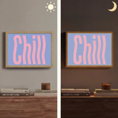 Chill - Roze - Blauw - Golvend Light Box met batterij (Wandlamp) middel -sfeer3