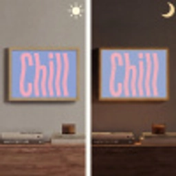 Chill - Roze - Blauw - Golvend Light Box met batterij (Wandlamp) middel -sfeer3