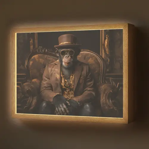 Chimpansee - Stoel - Pak - Bruin Light Box met batterij (Wandlamp) middel -z3d_website