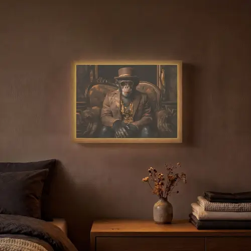 Chimpansee - Stoel - Pak - Bruin Light Box met batterij (Wandlamp) middel -sfeer4