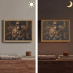Chimpansee - Stoel - Pak - Bruin Light Box met batterij (Wandlamp) middel -sfeer3