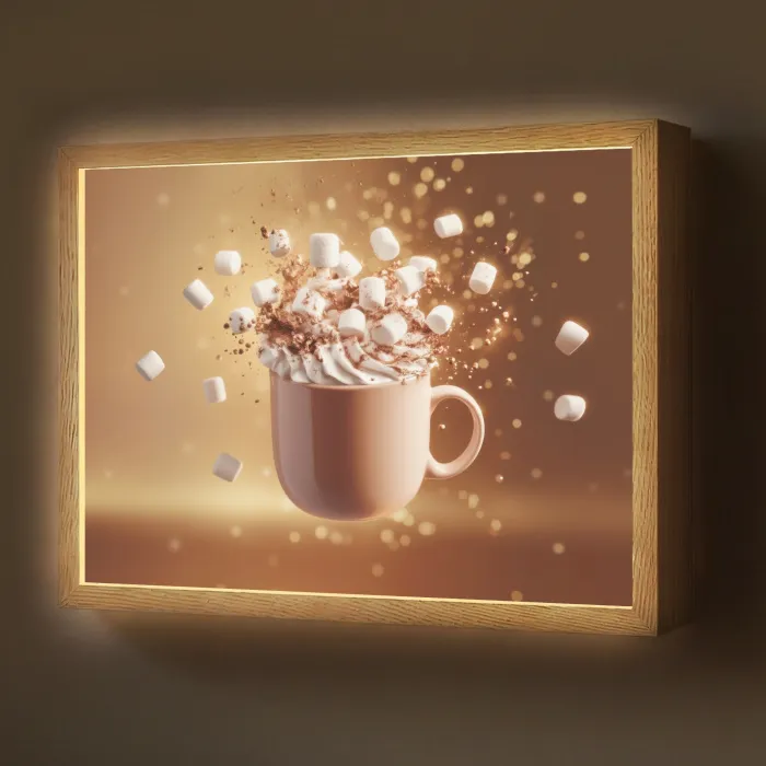 Chocomelk - Drinken - Warm - Bruin Light Box met batterij (Wandlamp) middel -z3d_website