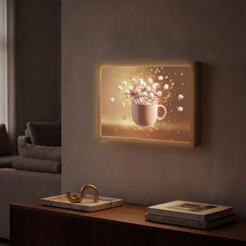 Chocomelk - Drinken - Warm - Bruin Light Box met batterij (Wandlamp) middel -sfeer1