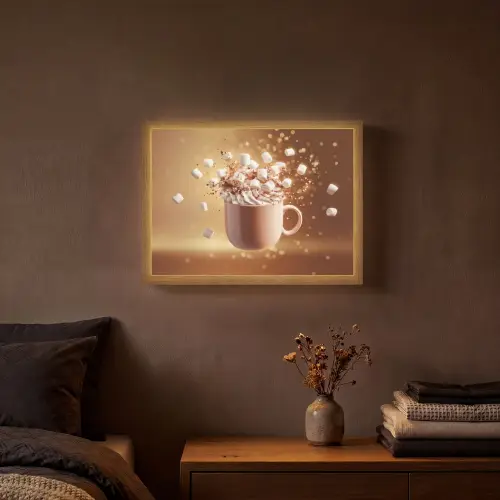 Chocomelk - Drinken - Warm - Bruin Light Box met batterij (Wandlamp) middel -sfeer4