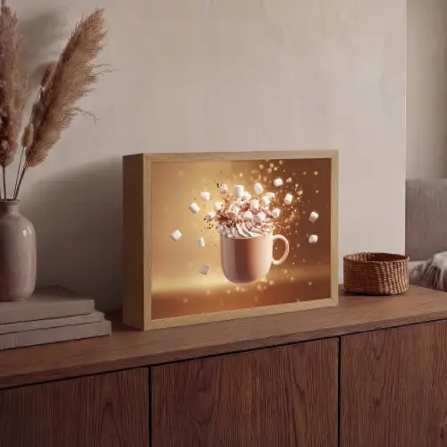 Chocomelk - Drinken - Warm - Bruin Light Box met batterij (Wandlamp) middel -sfeer2