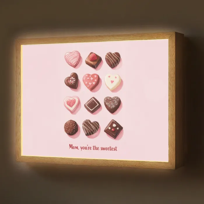 Chocolaatjes - Hartvormig - Liefste Light Box met batterij (Wandlamp) middel -z3d_website