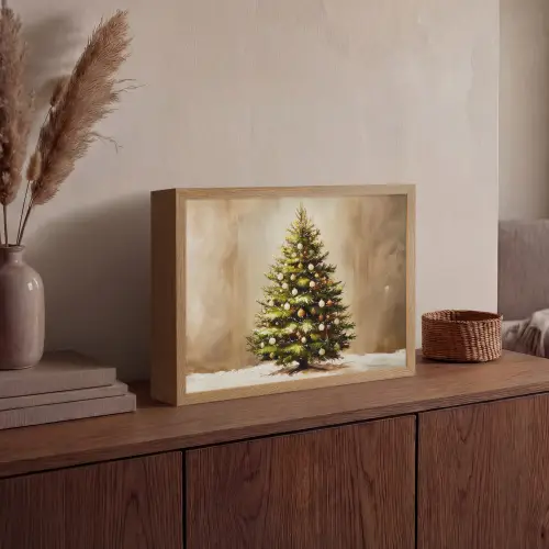 Kerst - Sfeer - Groen Light Box met batterij (Wandlamp) middel -sfeer2