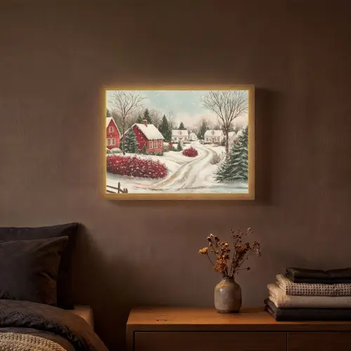 Kerstsfeer - Landelijk - Rood Light Box met batterij (Wandlamp) middel -sfeer4