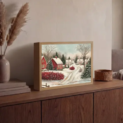 Kerstsfeer - Landelijk - Rood Light Box met batterij (Wandlamp) middel -sfeer2