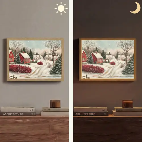 Kerstsfeer - Landelijk - Rood Light Box met batterij (Wandlamp) middel -sfeer3