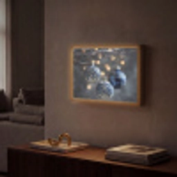 Kerstbal - Versierd - Blauw Light Box met batterij (Wandlamp) middel -sfeer1