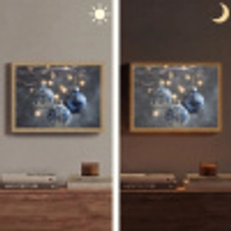 Kerstbal - Versierd - Blauw Light Box met batterij (Wandlamp) middel -sfeer3