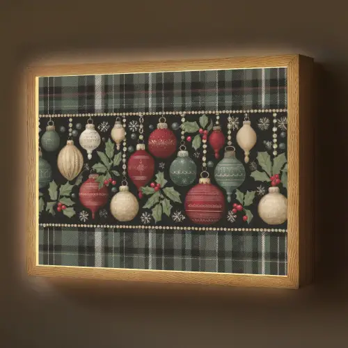 Kerstballen - Rood - Hulsttakken - Patroon Light Box met batterij (Wandlamp) middel -z3d_website