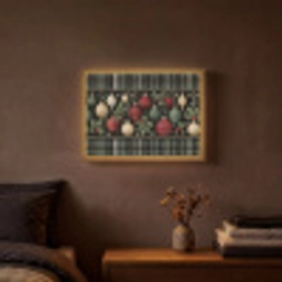 Kerstballen - Rood - Hulsttakken - Patroon Light Box met batterij (Wandlamp) middel -sfeer4
